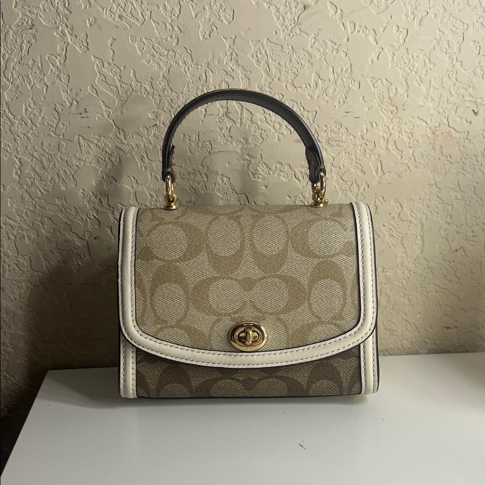 Coach Tan and Cream Mini Bag